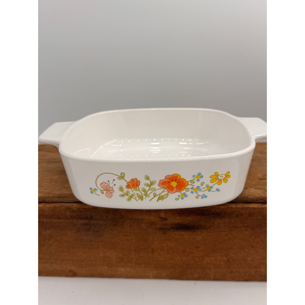 Corning Ware Wildflower 1 QT Casserole Dish A-1-B Vintage 1970s Pyroceram Baker